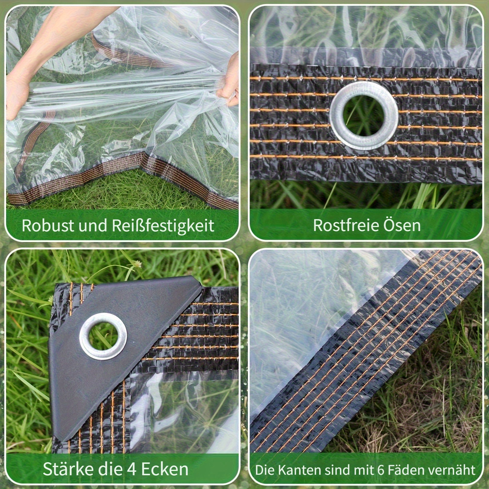 Transparente Plane Mit Ösen – 3 X 4,8 M, Wasserdicht & Reißfest, Für Terrasse, Camping & Mehr