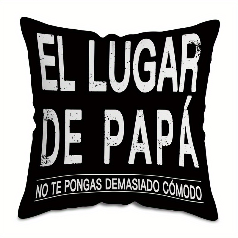 TEMU 1 pieza, de almohada de estilo español " de Te ", 45x45cm, 100% poliéster, lavable en máquina con cierre de cremallera, polar, impresión de un