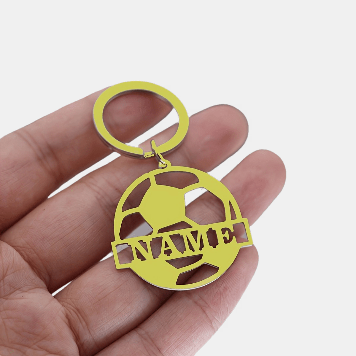 TEMU Custom Football Keychain - Personalized Stainless Steel Name Tag, Perfect For Mother's Day, Valentine's Day, , And Birthdays, Football Additions