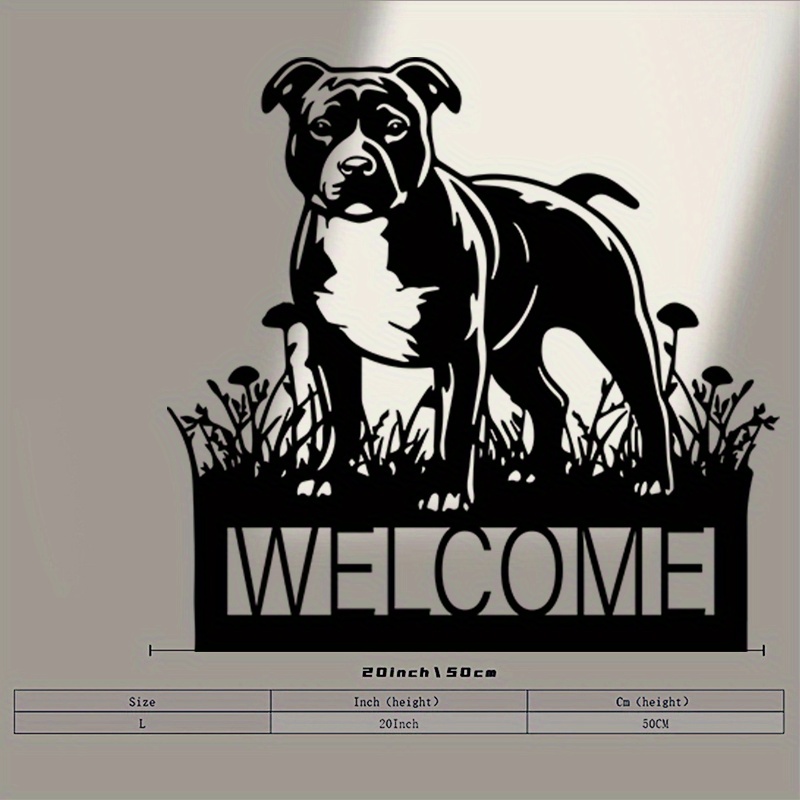TEMU 1pc Staffordshire Bull Terrier Dog Metal Wall Art, Staffordshire Bull Terrier Dog Statue Mural, Perfect For Garden Fence Wall, Halloween Decor,