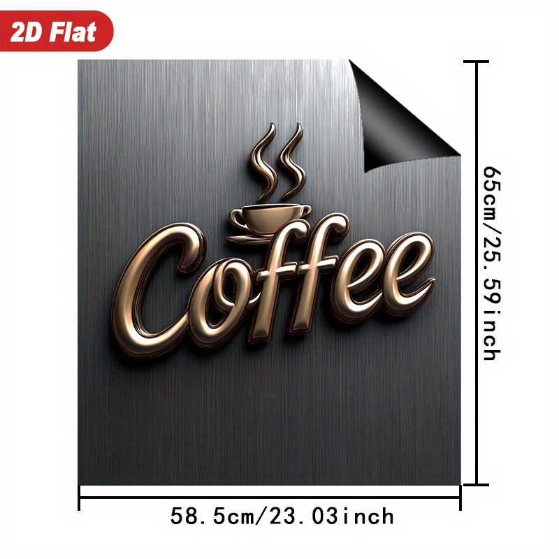 TEMU 1pc 2d Coffee Cup Patterned Magnetic Dishwasher Door Cover Sticker, 23.03 X 25., Suitable For Dishwasher, Refrigerator, Etc. - Easy To Clean, No