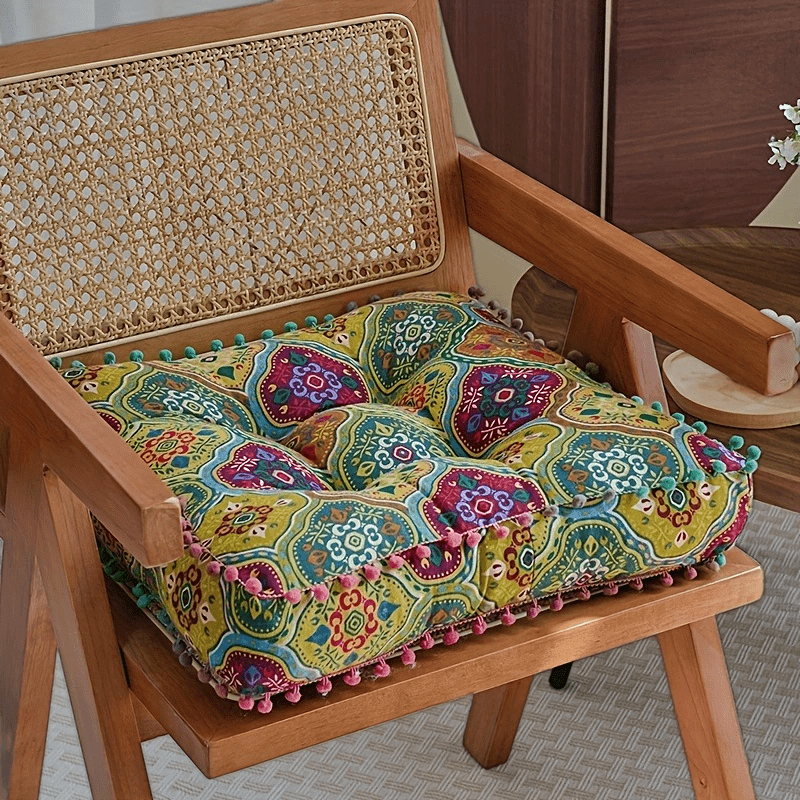 Thick Bohemian Meditation Cushion Mat - Soft Suitable For Home Decor, & Meditation, Chair Pad, Hand Washable For Living Room, Bedroom, Office - For Daily Use And