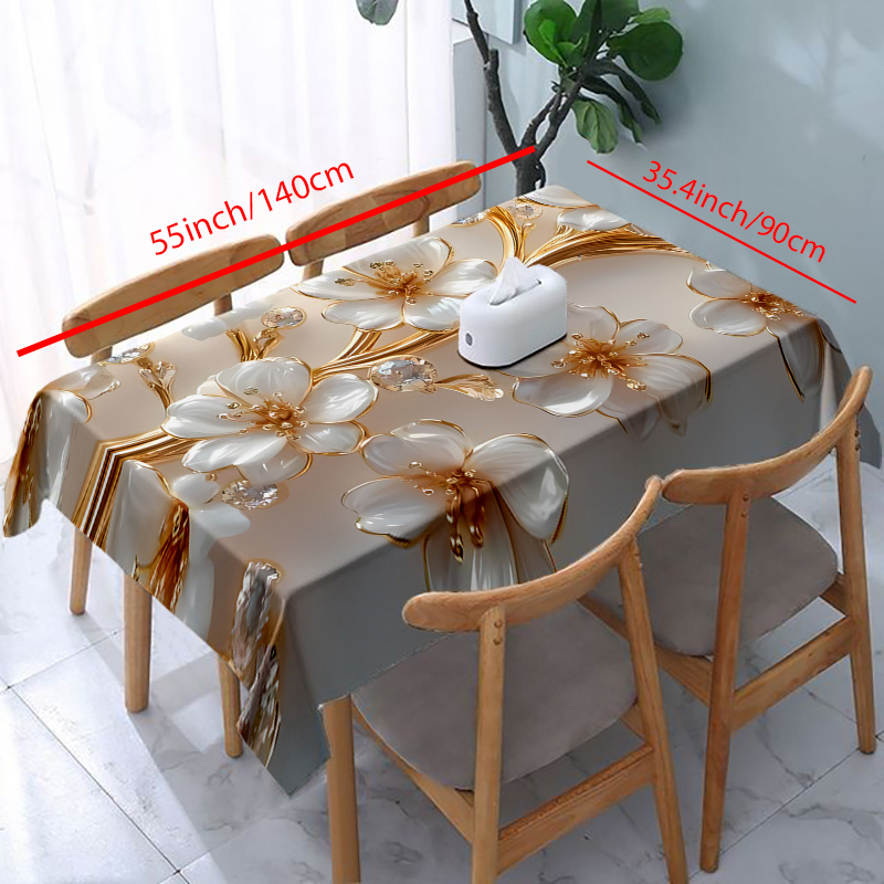 TEMU 1pc Rectangular Modern Creative Tablecloth, And Sparkling Jewelry Pattern Print, Suitable For Home, Kitchen, Dining Room, Parties, And Festive