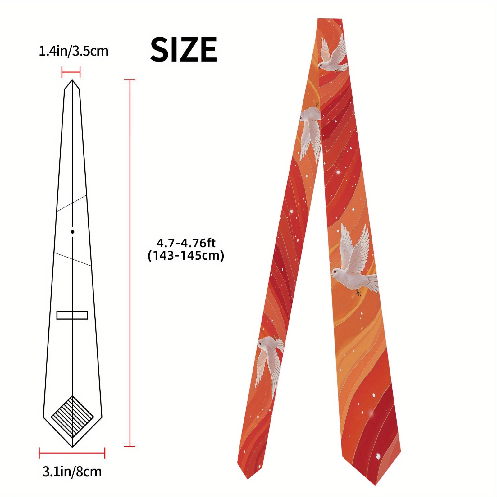 TEMU 1pc Vibrant Tie - Classic Men's Polyester Tie With Flame & , Business & Gifting, Father's Day Special, Business Tie | Vibrant Tie | Durable Tie