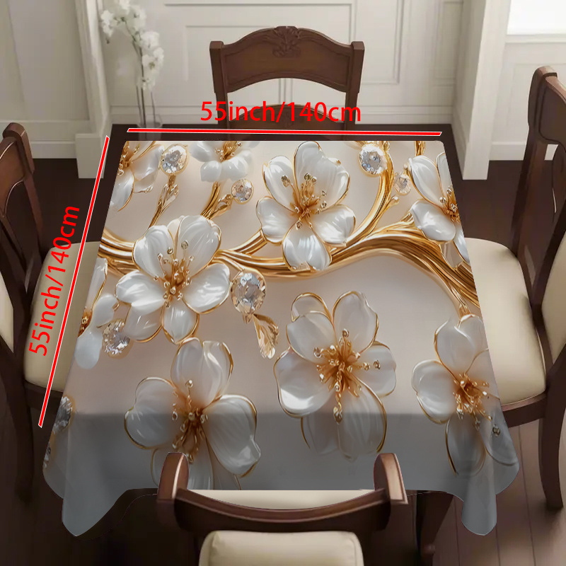 TEMU 1 mantel rectangular moderno y , con estampado dorada y joyas brillantes, ideal para el hogar, la cocina, , fiestas y celebraciones festivas