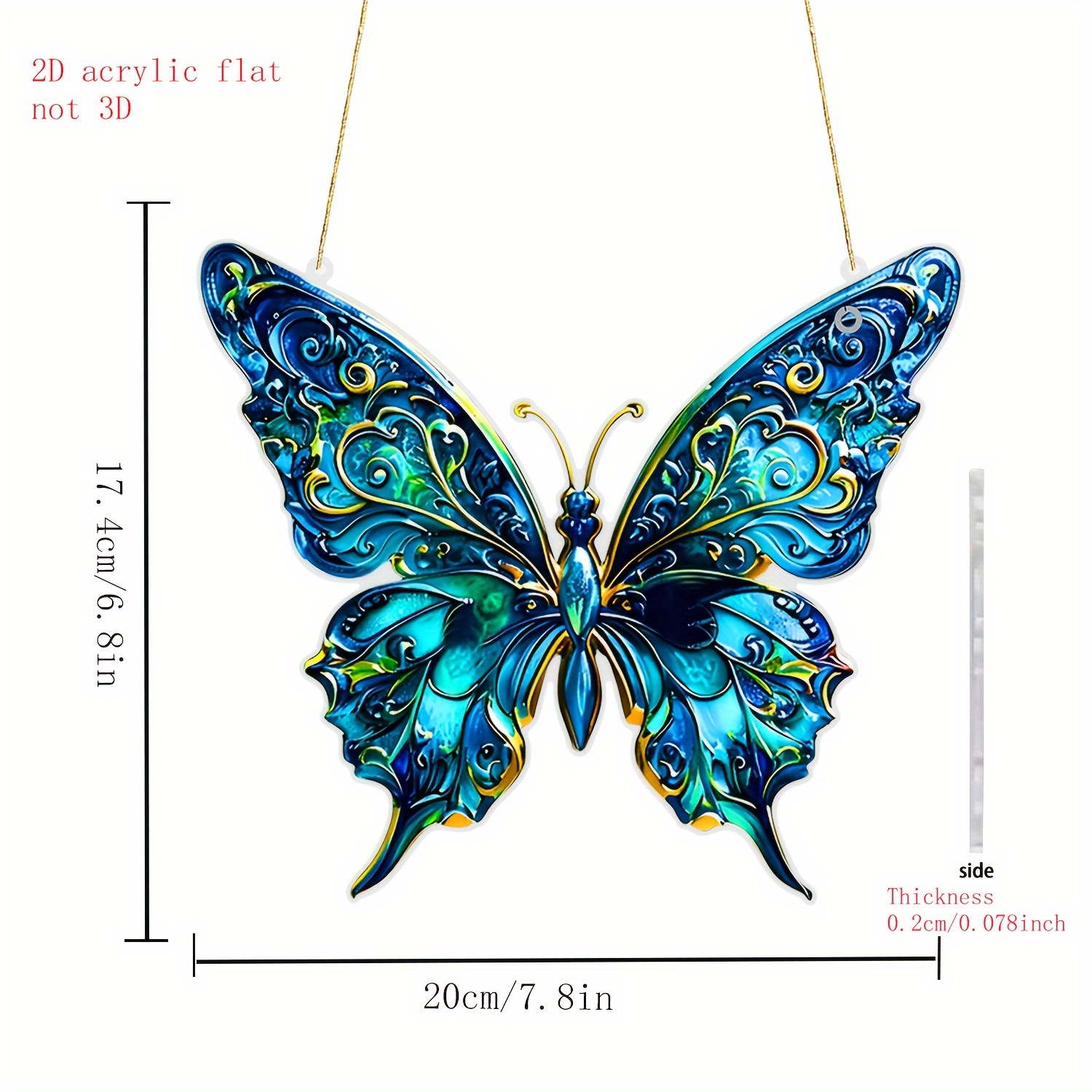TEMU 2d Flat - [2d Door Curtain] 2d Flat - [2d Door Curtain] A 2d Flat Acrylic Suncatcher, Bohemian Style, Washed, Featherless, No Electricity