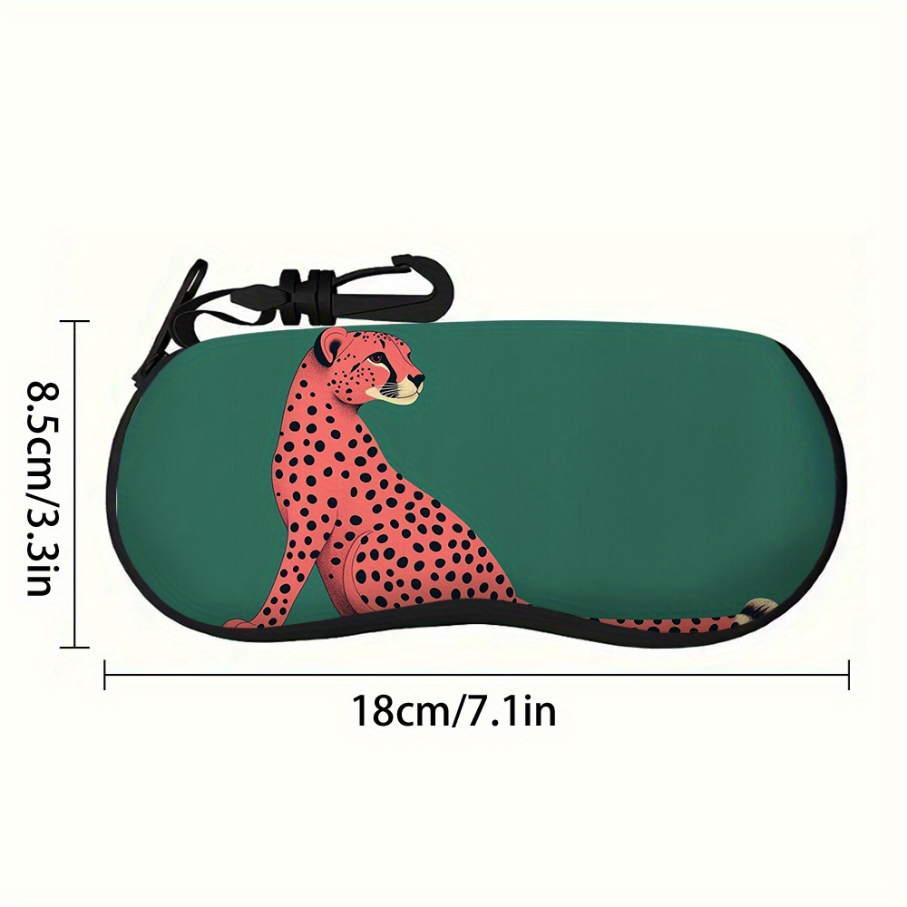 TEMU 1pc, A Stylish Glasses Case With A Pink Leopard Design, Lightweight And Sturdy, Fits For All Sizes Of Glasses