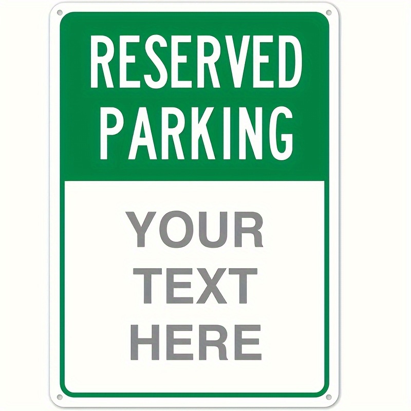 TEMU Personalized Reserved Parking Sign - Green Metal Plaque, Art Deco Design, Uv Resistant, Suitable For Outdoor Wall Mounting, 12x8 Inches,