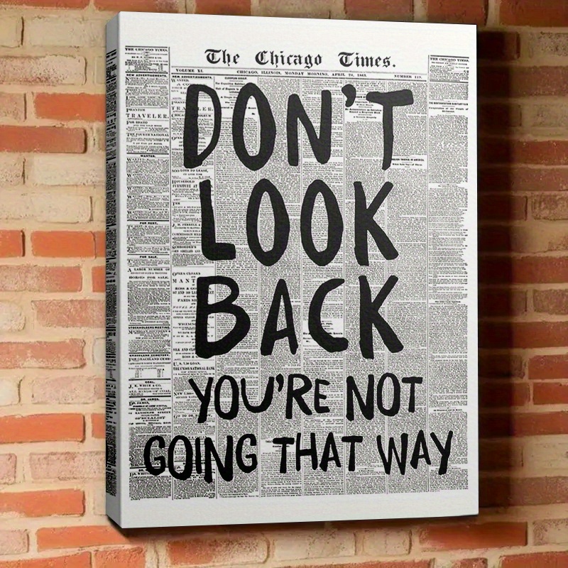 Image of 2d Flat, 1pc Framed Canvas Painting, "motivational Poster: ' Back, You're Not ' - Vintage Newspaper Design" 11.8x15.7 Inch / 15.7x23.6 Inch,halloween Christmas Decor