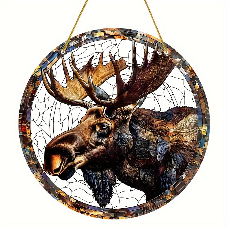 TEMU 2D Plat, 1 pièce, Attrape-Soleil en Acrylique Élan 9" x 9", Décoration Murale pour Fenêtre de Ferme Bureau Chambre Fête Intérieur Extérieur,