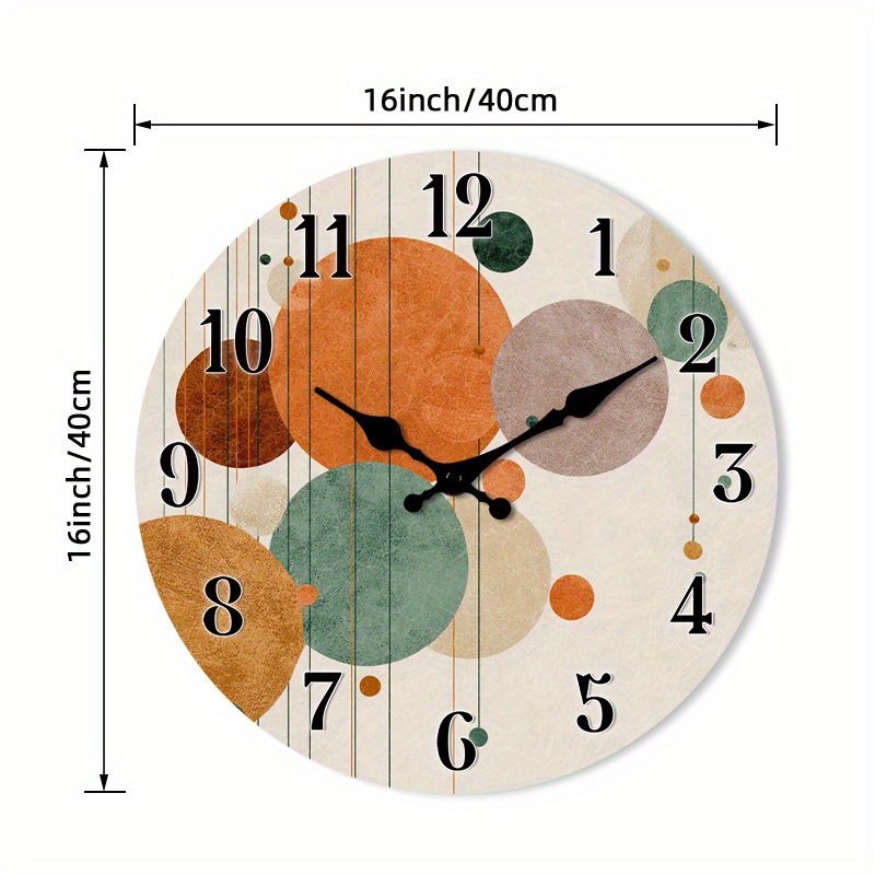 TEMU 1 Reloj de Pared Sin de Madera, Diseño Circular con Geométricos Abstractos para Cocina, Oficina en Casa, Biblioteca, Pasillo, 10" 12" 14" 16"