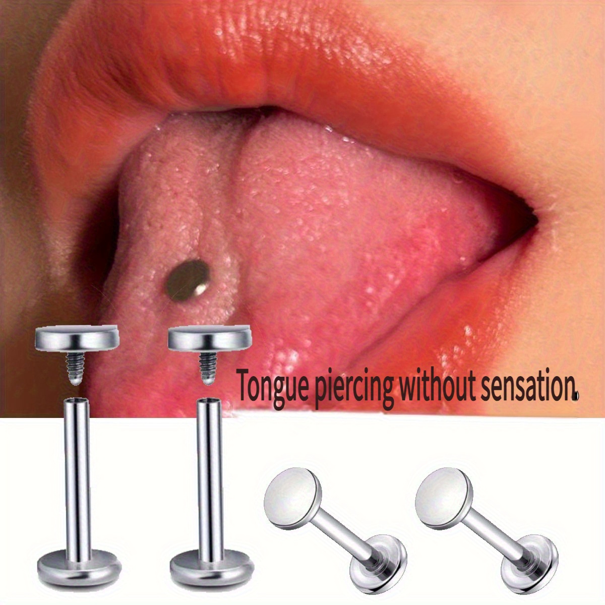1pc stainless steel flat internal thread tongue ring