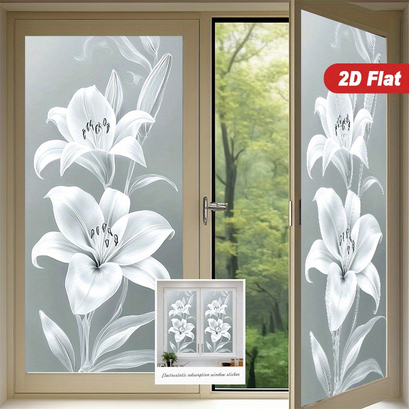 TEMU 2D Plat - 2D Plat - 1PC2D Élégants Autocollants de Décoration de Fenêtre - Grande Couverture, Film de Fenêtre de Confidentialité Dépoli, Pas de