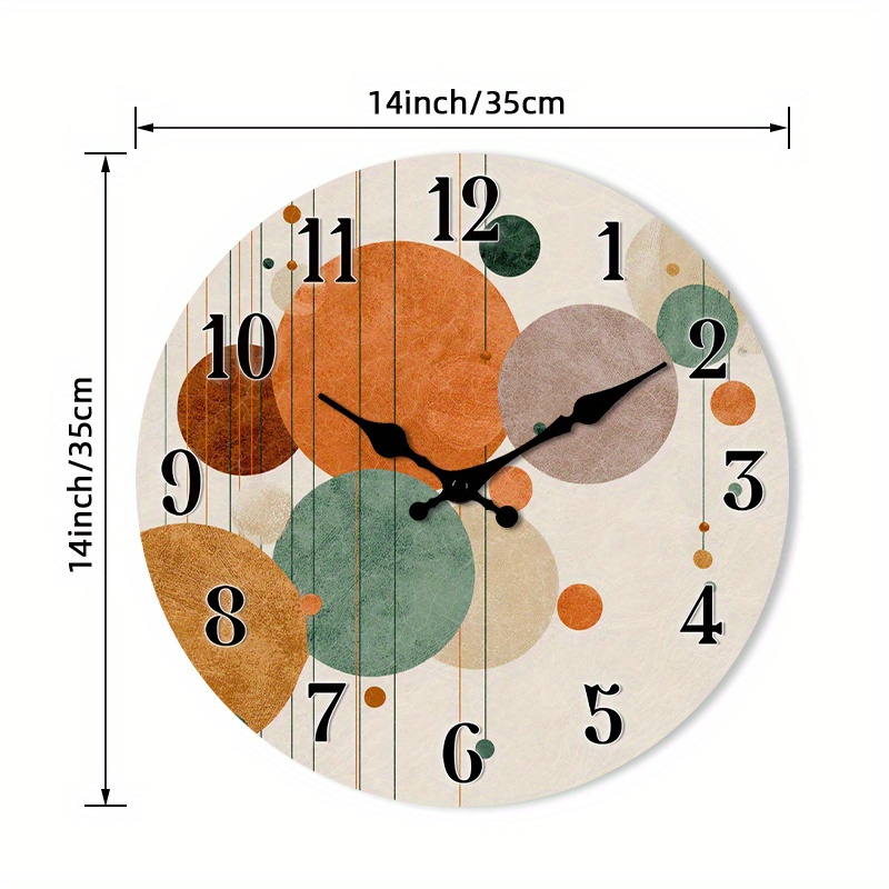 E-shop 1 Stück Wanduhr, Nicht-Tickende Holzuhr, Runde Uhr mit abstraktem geometrischem Kreisdesign für Küche, Homeoffice, Bibliothek, Flur, Wohnung 10"
