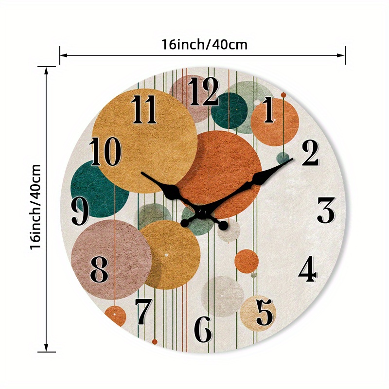TEMU 1pc Wooden Wall Clock Non-ticking - Abstract With Hanging Spheres, 10"/12"/14"/16" For Kitchen, Home Office, Library, Hallway, Apartment Decor,