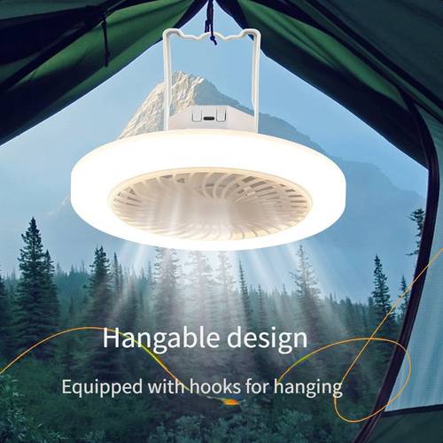 outdoor camping fan light usb charging multifunctional ceiling fan portable lighting rechargeable outdoor and indoor fan long energy saving design strong airflow suitable for tents homes and emergency use camping light