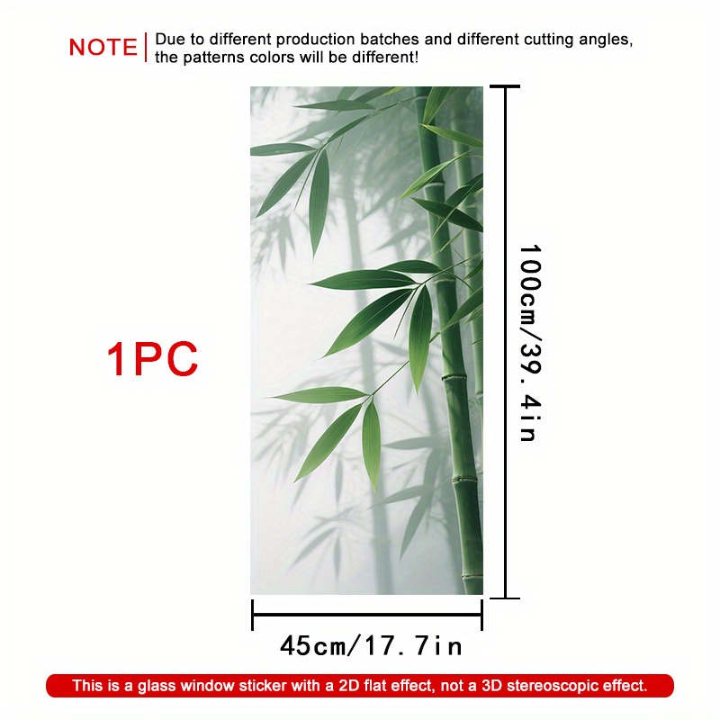 TEMU 1 Rotolo Pellicola Privacy 2D Foresta di Bamb羅, 45�100 cm, Materiale PVC Satinato, Pellicola Adesiva Elettrostatica per Finestre, Adesivo Non