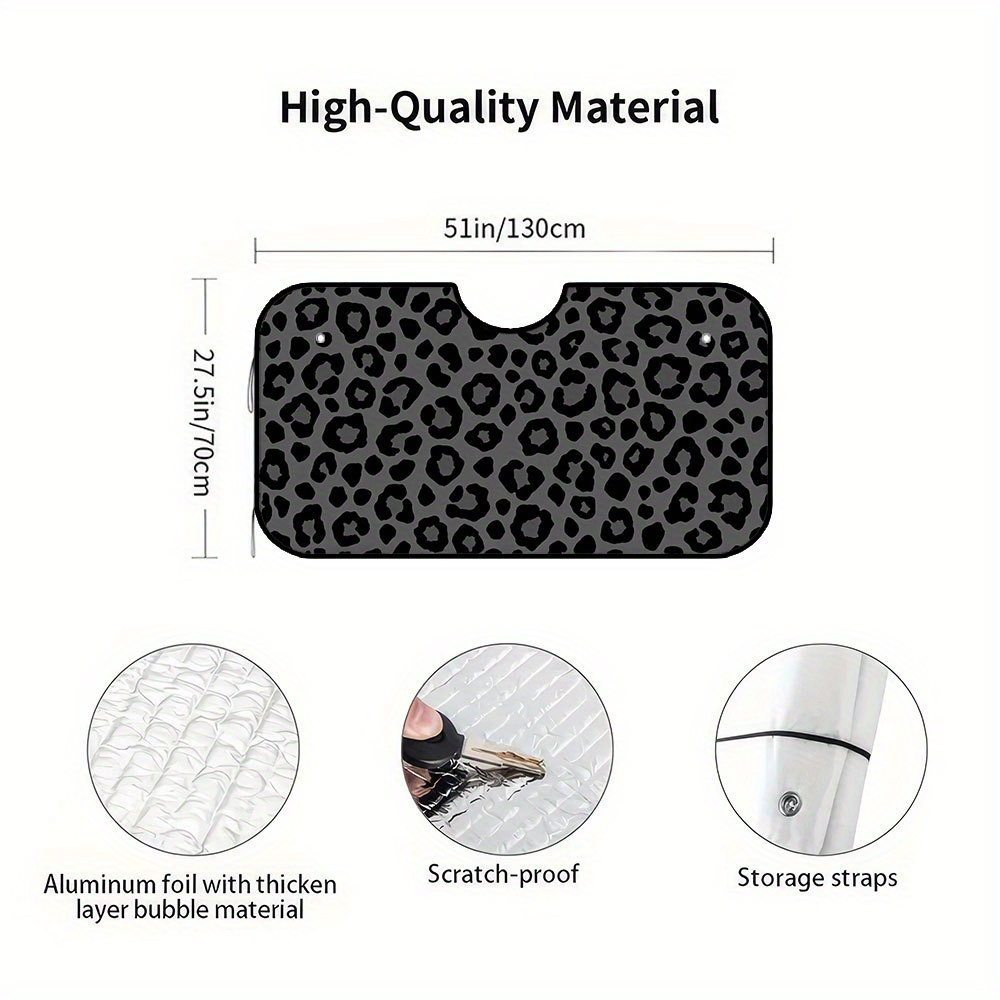 TEMU 1pc, Leopard Grey Animal Texture Design Car Windshield Sunshade, Foldable And Space Saving, Ideal For Blocking Heat And Sunlight, Busy City