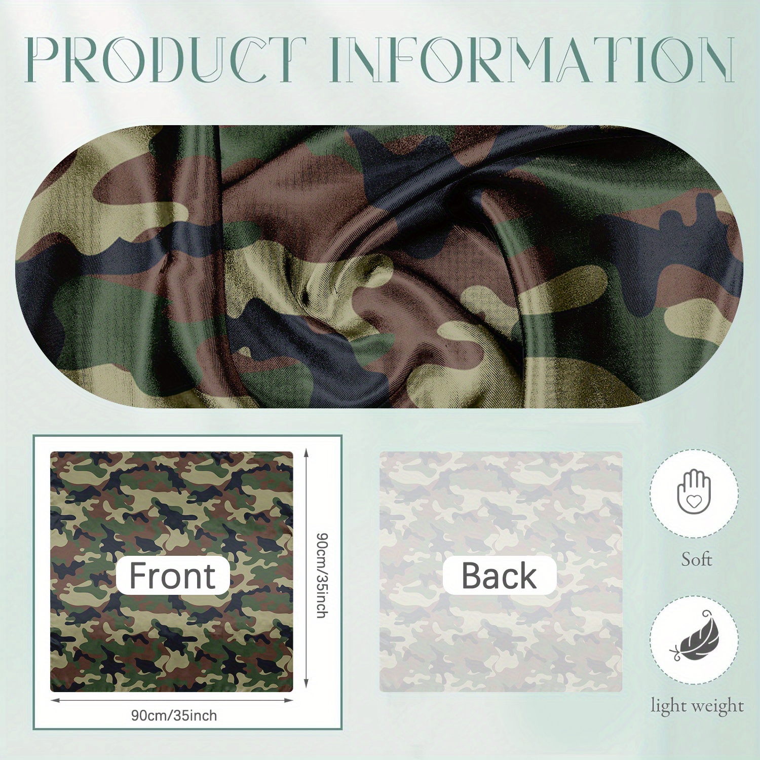 Image of 1pc, 35'head Scarves, Scarf, Bandana, Camouflage Patterns, Square Scarf, Hair Scarves, Hair Wrap Women, Hair Scarf Bandana Like Neck Scarf Shawl, Men, The Gift To Woman, Fashion