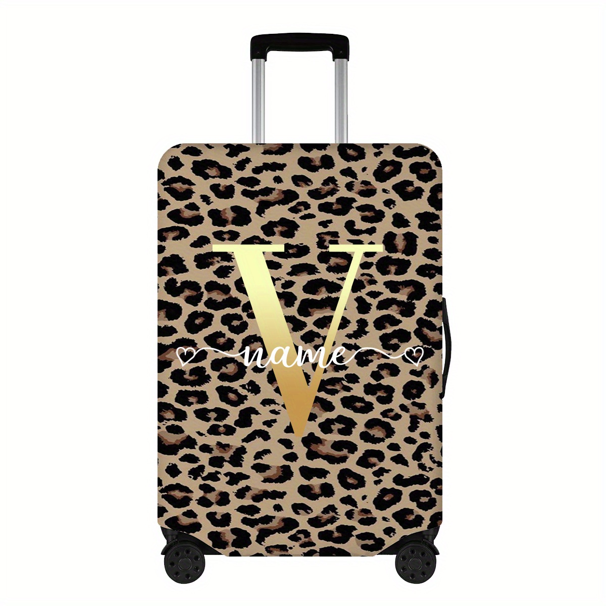 TEMU Custom Cover - Golden With Leopard Print Design, Durable Polyester Travel Bag Protector, Ideal Gift For Travelers