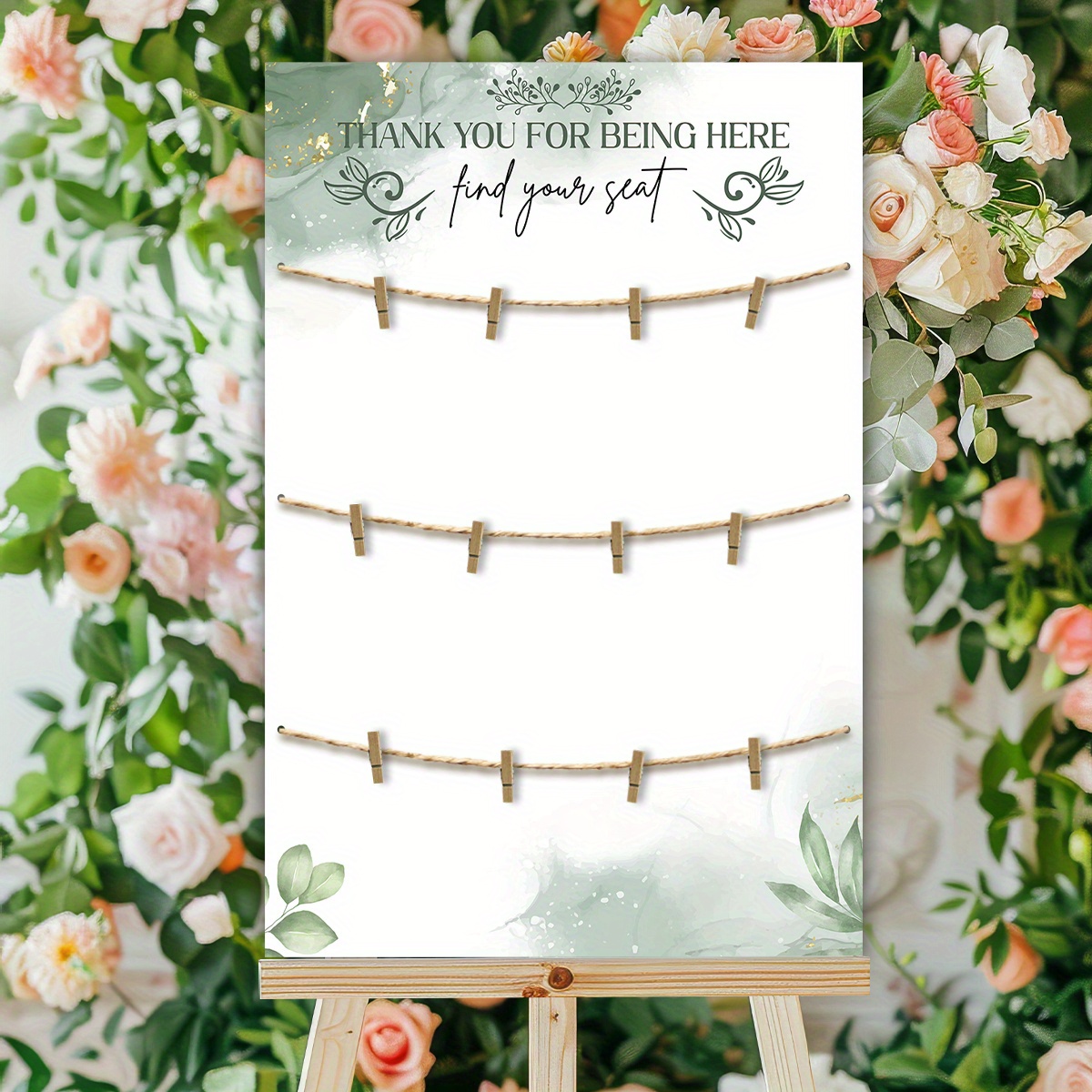 TEMU Wooden Wedding Seating Chart Display Board With Wooden Clips, Decorative Reception Seating Chart, Country Style Seating Indicator, Hanging