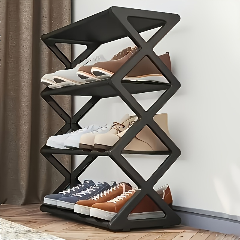 4 tier space saving shoe rack stable stackable plastic organizer for closet garage entryway ideal for 30 people entryway organization modern shoe storage stackable design details 1