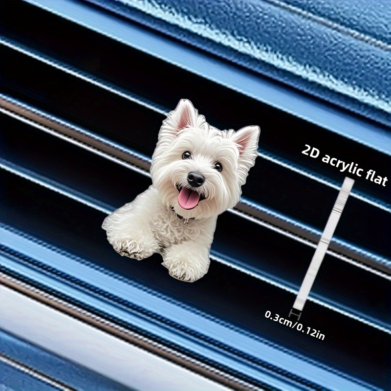 2d Flat, 1pc Cute West Highland Car Air Vent Clip, Scent Diffuser, Acrylic Decorative Outlet Holder (no Fragrance), Auto Freshener & Interior Accessory, 2d Flat