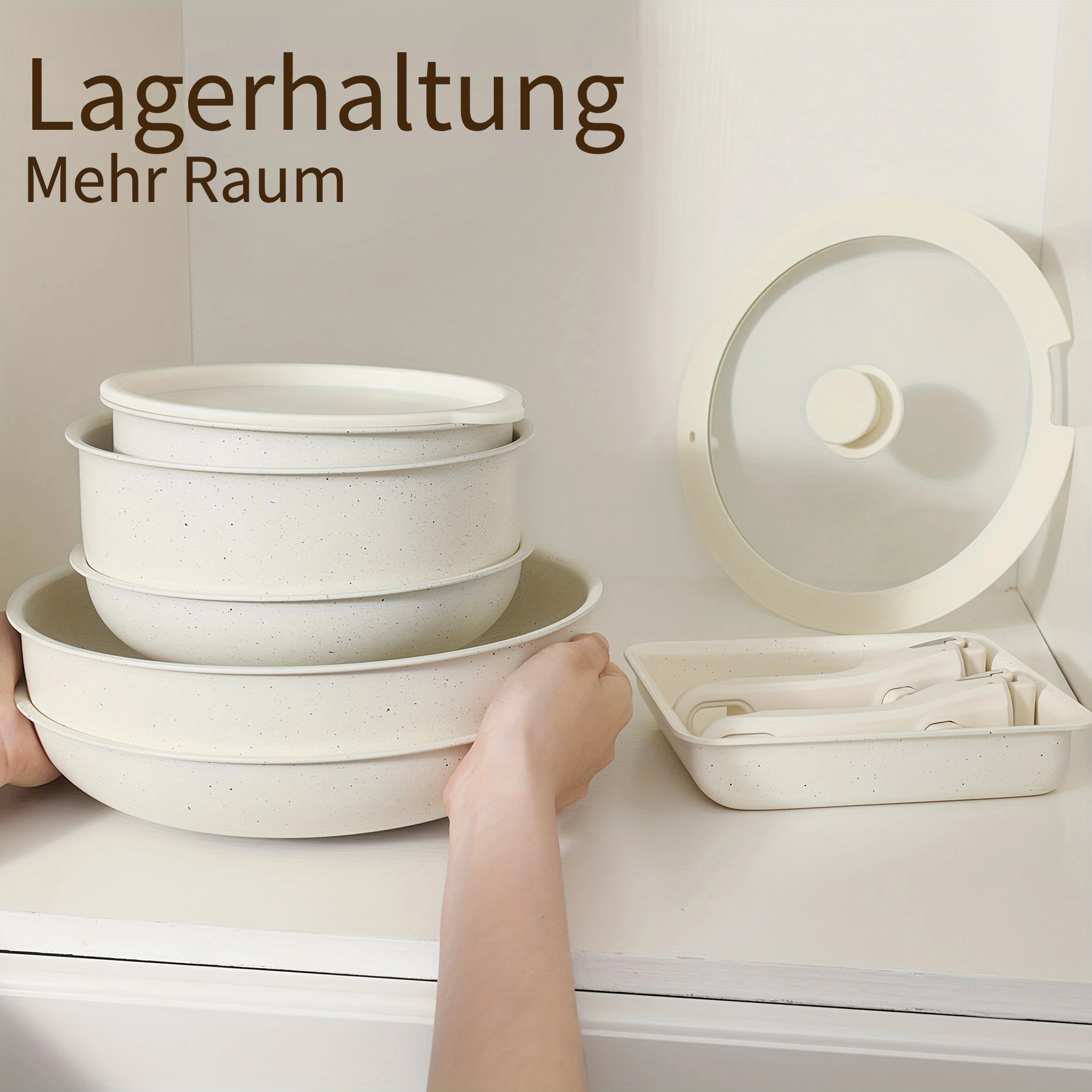 5-teiliges Kochset Mit Abnehmbaren Griffen – Ofenfest, Spülmaschinengeeignet & Für Alle Herdarten