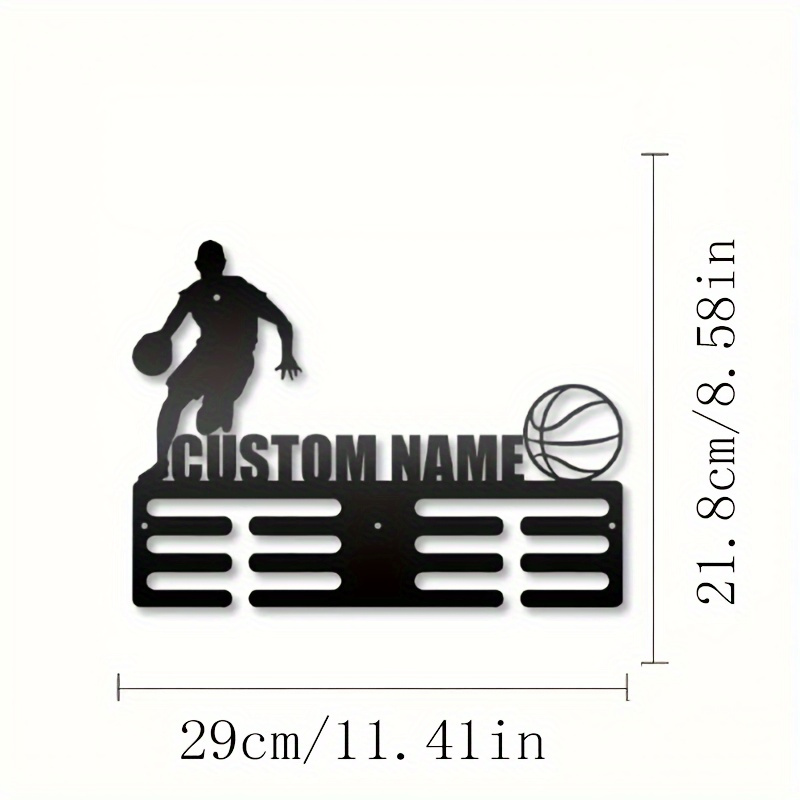 TEMU Support de médaille de basket-ball noir personnalisable - Support mural en métal pour médailles et , décoration d'intérieur de style Art Déco,