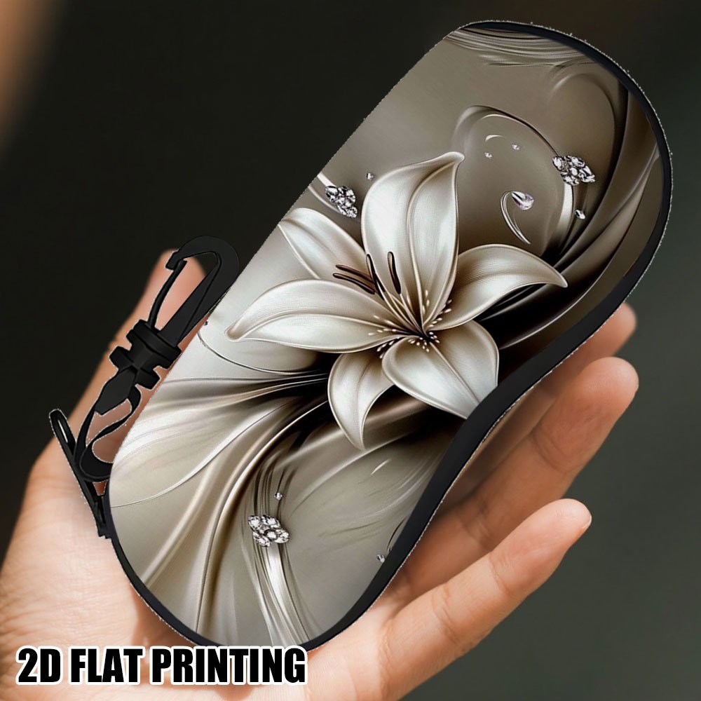 TEMU Étui à lunettes élégant 1 pièce à fermeture éclair avec motif blanc et porte-clés - Ultra-léger et portable, parfait pour tous les types de