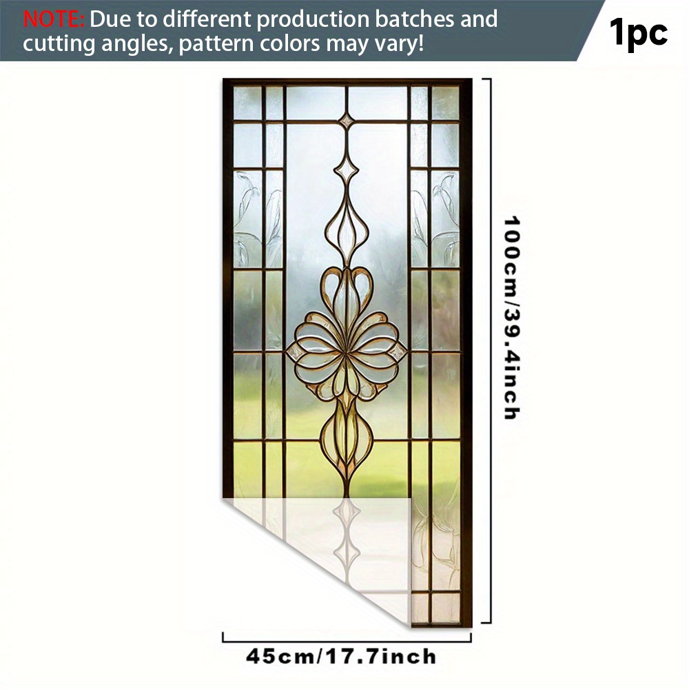 Image of 2d Flat, 2d Flat - 2d Flat - 1pc Pack With Floral Glass Panel 2d Window Film. Pvc Electrostatic Adsorption , 17.72x39.37 Inches. Homeart Decor Removable Reusable Privacy Protection No Glue Required