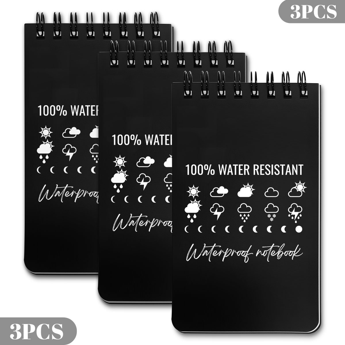 TEMU 3pcs Waterproof Notepad, Useful Gifts. 48- Outdoor Activities And Camping, Great Festival Presents For