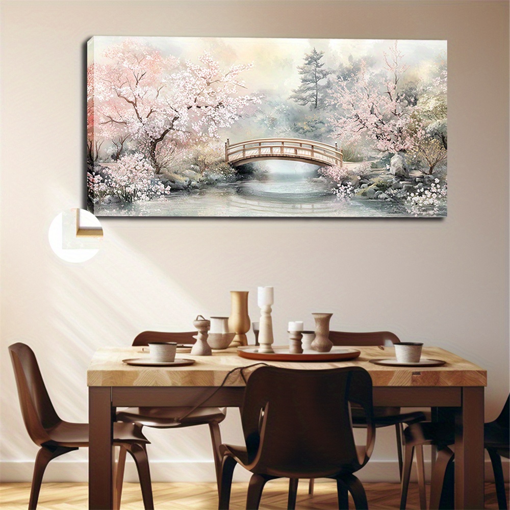 TEMU 2d Flat, 2d Flat, Large-sized Classical-style Canvas Decorative Paintings With Frames For Home Decoration, 50x100cm, 20x40 Inches, Featuring A