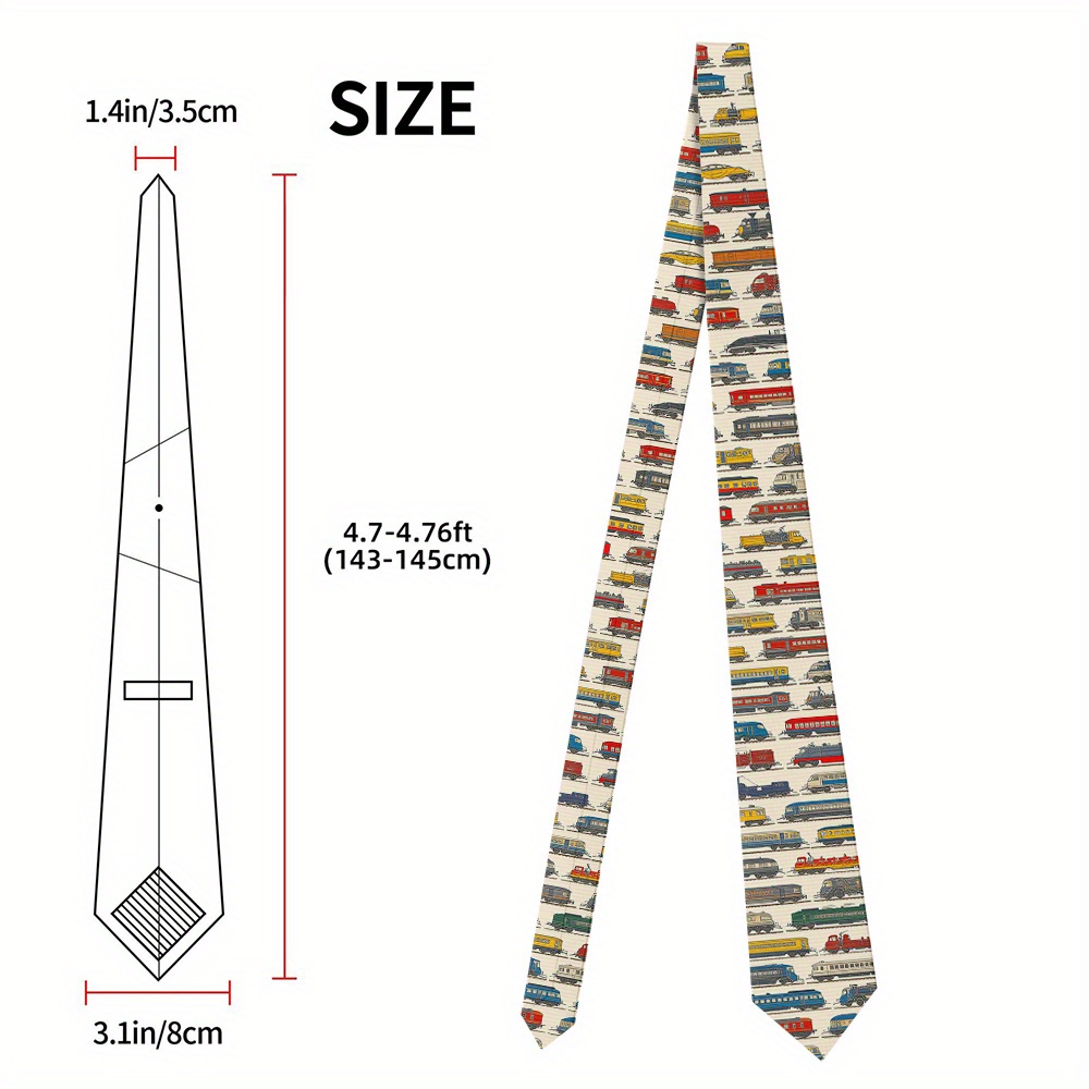 TEMU A Single Piece Featuring A Japanese Train Design On A Traditional Men's Necktie, Made From, Washable, And Printed, Perfect For On Father's Day