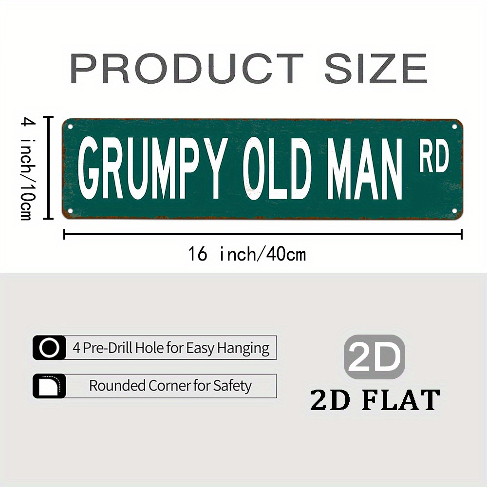 TEMU 2d Flat, 1pc Funny For Man Sign - Vintage Green With White Letters, Heavy Metal , Perfect For Man Cave, Workshop, Pubs, Bars, And Home Decor.