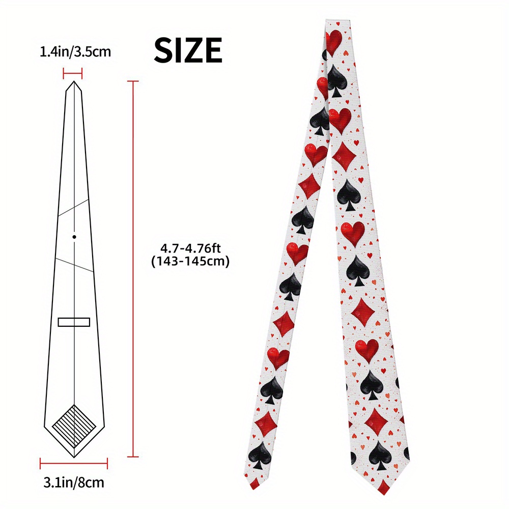 TEMU 1pc, Men's Neck Tie, Featuring A Playing Cards Design, Fun Printed Tie For All Genders, High-quality, Ideal For Charity Events And Gifting,