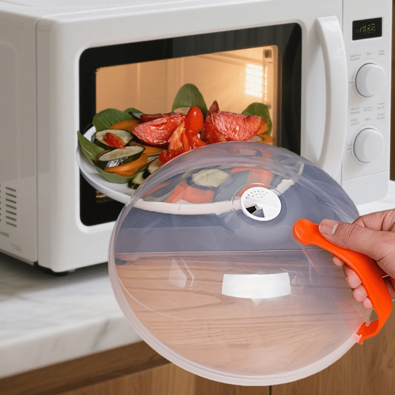 TEMU 1pc Transparent Microwave Food Cover | Oil-proof & Reusable | Heat-resistant Kitchen Accessory, Microwave Oven Food Cover, Microwave Oven