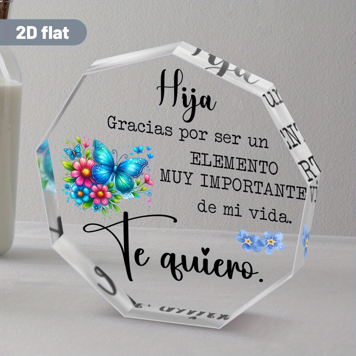 TEMU 2D, 1 pieza, Letrero y placa acrílica floral elegante con temática española: Decoración de escritorio 2D y un regalo significativo para las
