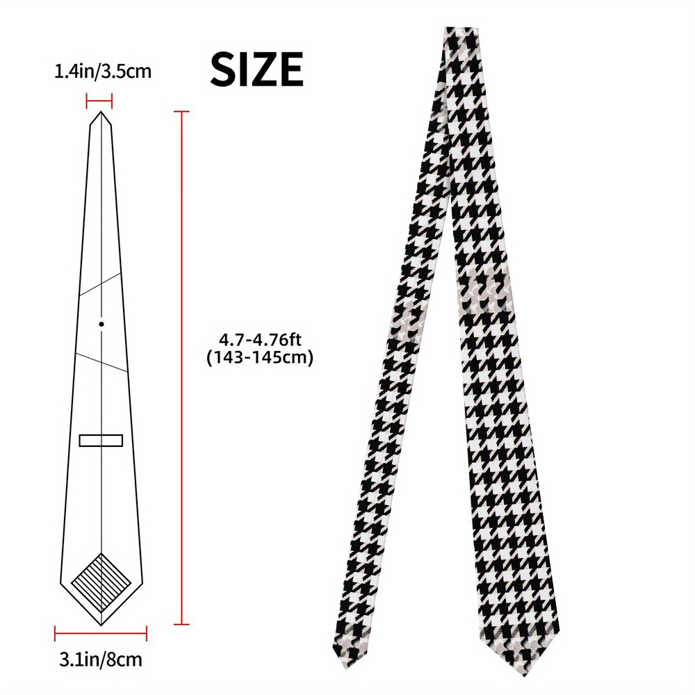 E-shop 1 Stück, Schwarz-Weißes Hahnentritt-Design Herren Fliege, Verspielte Unisex-Fliege mit Aufdruck, 8CM Breit, Handwäsche Polyester, Ideal für