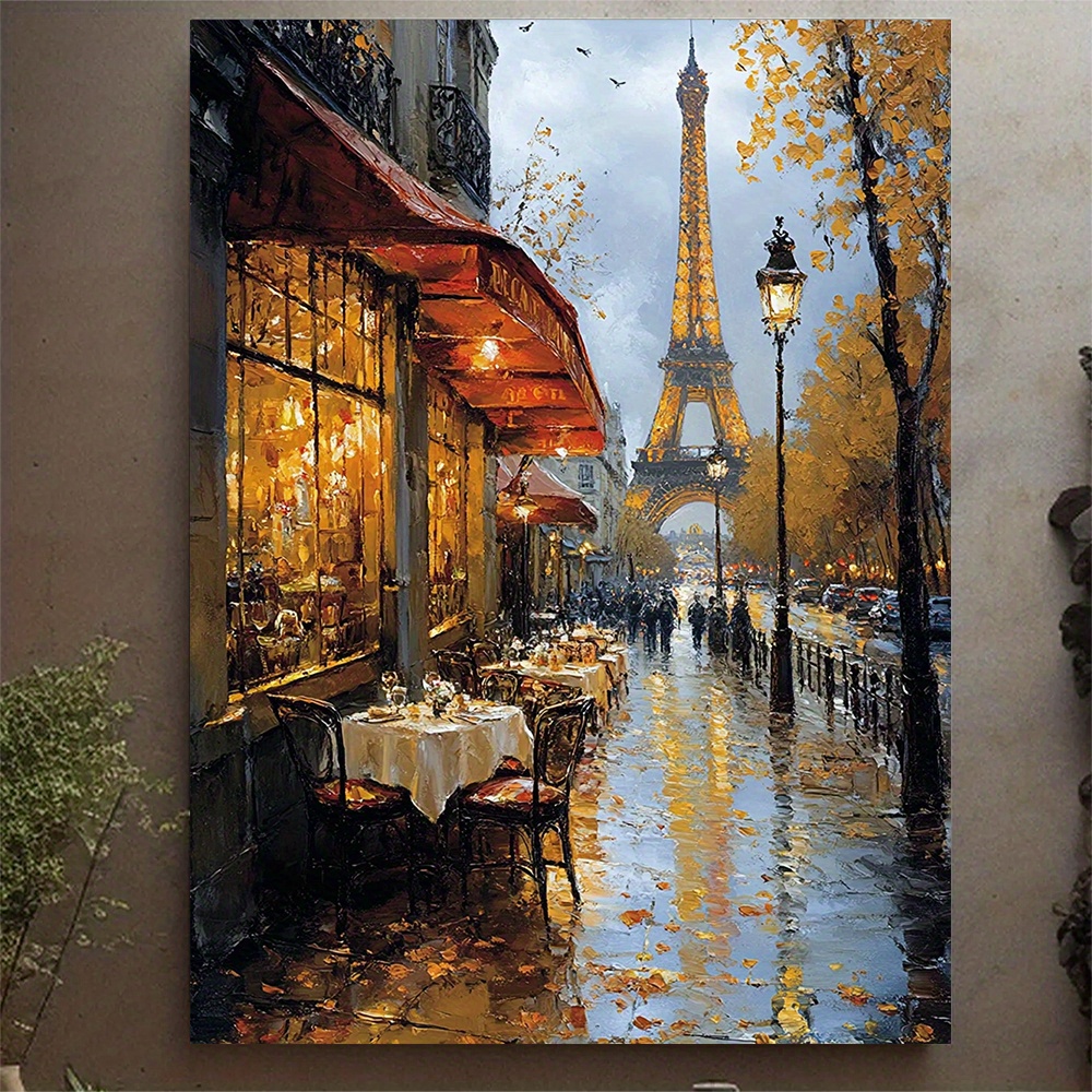 TEMU 1pc, With Frame, 12x16inch [2d Flat]french Bistro Canvas, Paris Painting, Canvas Print, 2d Flat