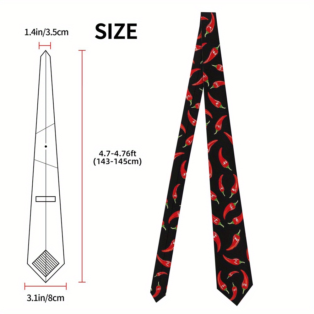 TEMU 1pc, Peppers Dark Print Men's Tie, Polyester Material, 8cm Wide Printed Tie, Easy To Clean And Wear For Work Receptions, Personal Celebrations,
