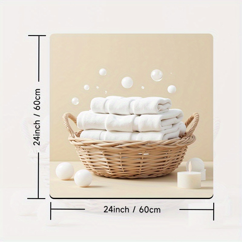 TEMU 1pc, 2d Flat Print, Mat For Washing Machines, Design Resembling A Wicker Basket, Made Of 100% Polyester, Suitable For Kitchen Drainage, Coffee
