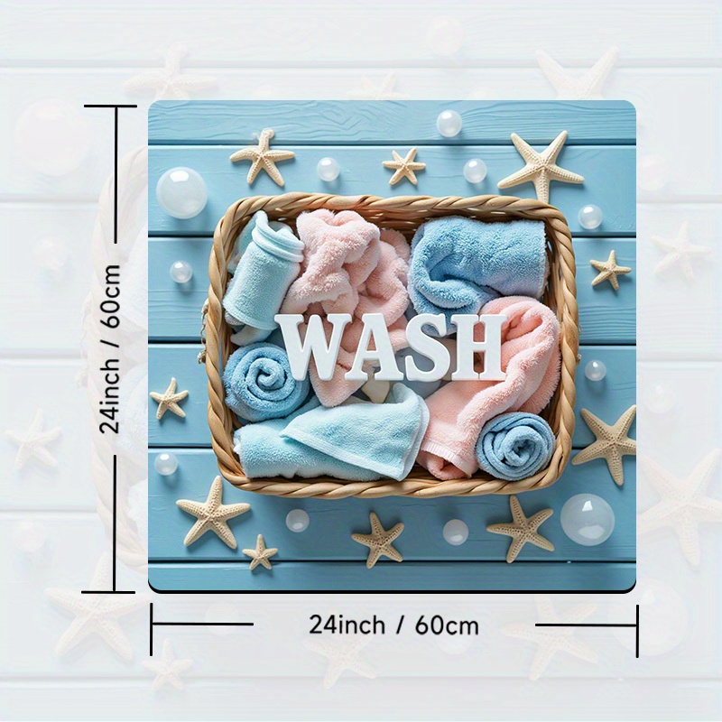 TEMU 1pc Washing Machine Mat With Vibrant Laundry Design - 2d Flat Printing, Durable Polyester Protective Mat For Kitchen Tables, Coffee Machines,