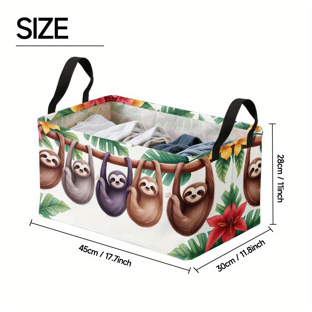 TEMU 1pc, Extra Large Watercolor Cute Storage Bin With Metal Frame, Foldable Oxford Organizer, Large Foldable Organizing Basket For Bed Sheet Sets,