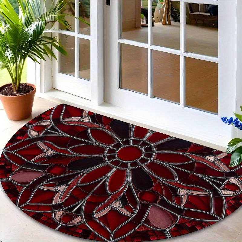 TEMU 1pc Half-round Door Mat With Stained Glass , And Non-slip For Indoor And Outdoor Use, Ideal For Entrances, , Gardens, And Kitchens Hh527bydd76