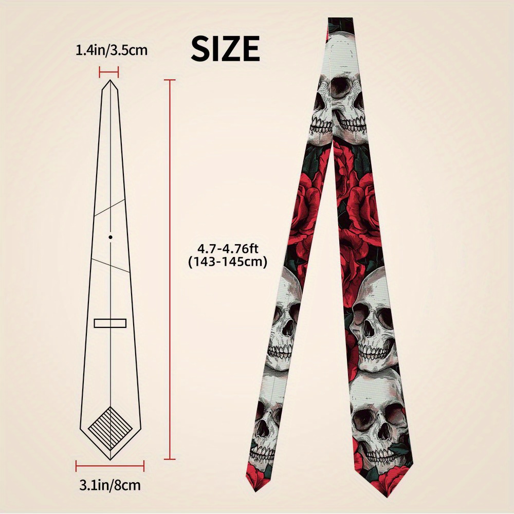 TEMU 1 stuks heren 2D platte rozen print stropdas – Gemaakt van comfortabele stof met artistiek ontwerp – Ideaal voor feesten, bruiloften, casual