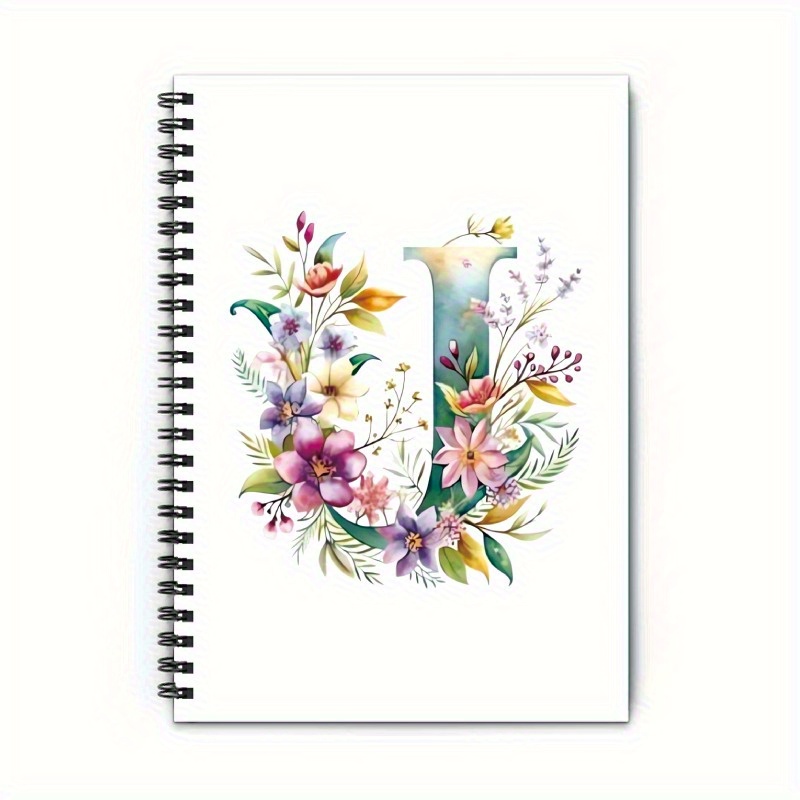 TEMU Spiral-bound Journal Featuring A Bohemian Floral Alphabet Design, With 50 High-quality Pages In Bright Mixed Colors. Ideal As A Gift For Men And