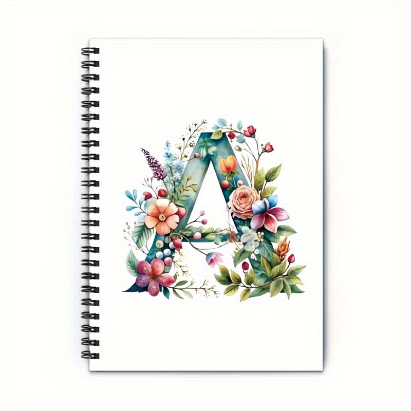 TEMU Journal à spirale avec un design bohème floral alphabet, doté de 50 pages de haute qualité dans des et assorties. Idéal cadeau pour hommes et
