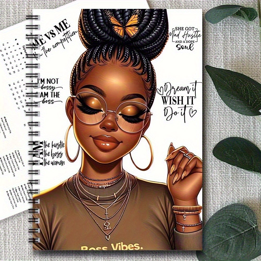 TEMU 1pc Bohemian Style Black Self Motivation Notepad - Empowering Inspirational Quotes, Vibrant Mixed Colors, 8.26x5.51 Inches, Perfect Gift For