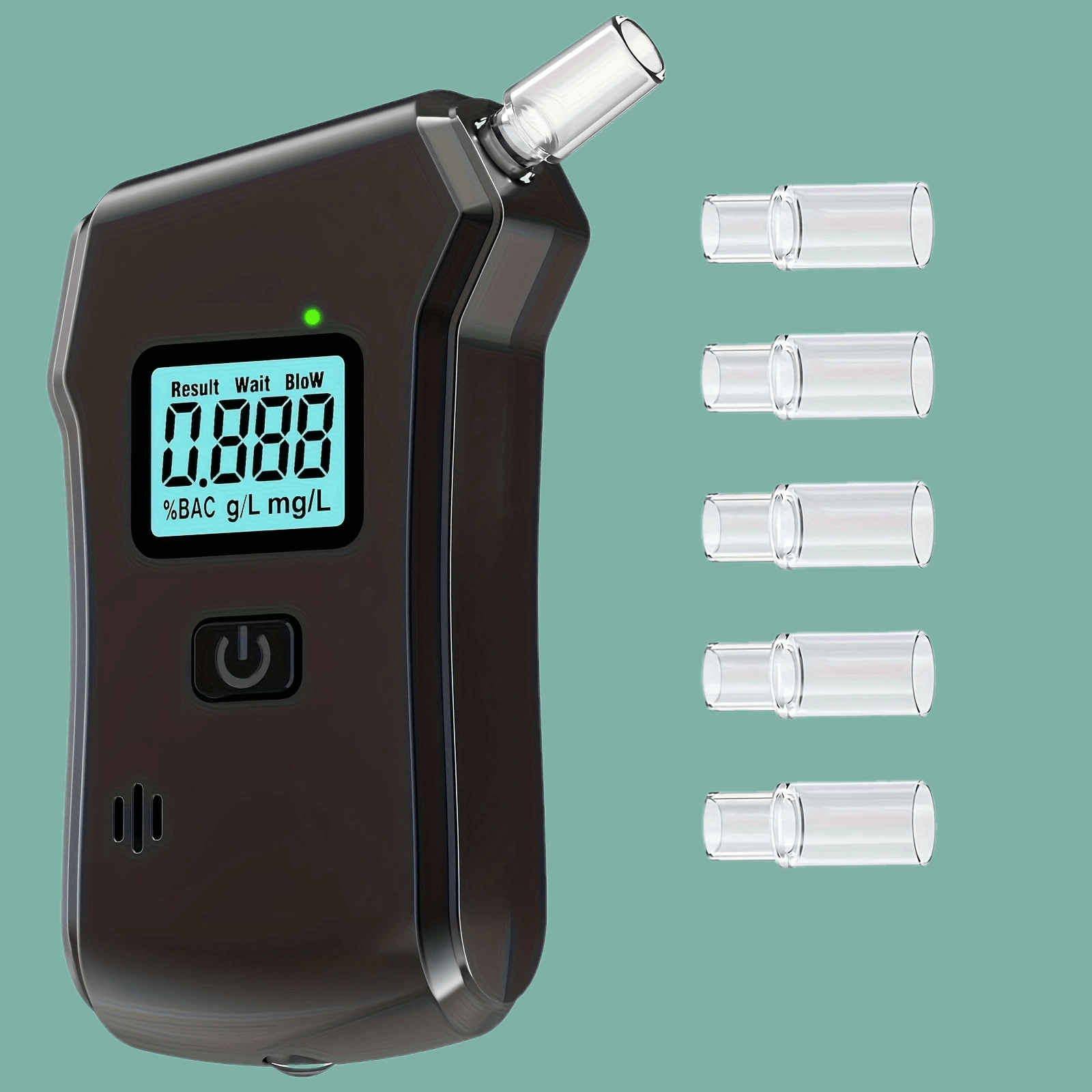 Alcohol Tester - Lcd Display With 5 Disposable Mouthpieces, Portable Breathalyzer For Personal/commercial Use